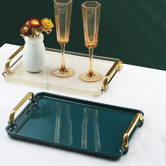 Joernso Anti-deform Snack Tray with Handle Plastic Multipurpose Anti-slid Serving Tray Household Supplies