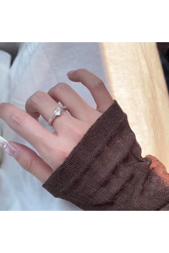 Anxiety Planet Spinner Ring Planet Shape Cubic Zirconia Decor Metal Smooth Surface Space Theme Spinning Central Finger Jewelry