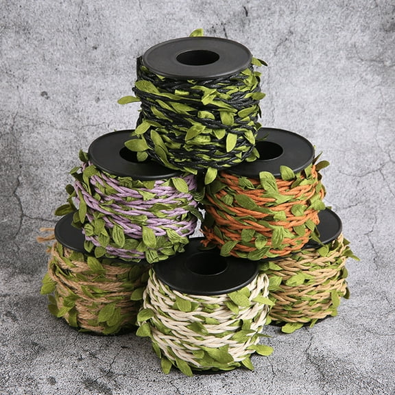Joernso Artificial Vine Rope Eco-friendly Wear Resistant Fabric Hemp Rope with Artificial Vine Green Leaves for Home