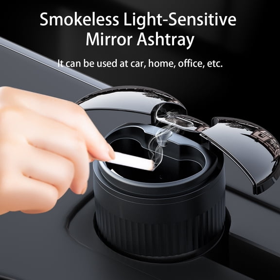Joernso Ashtray Automatic Opening Closing Infrared Sensor USB Rechargeable Smokeless Light-Sensitive Mirror Ashtray Interior Accessory