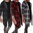 thumbnail image 1 of Joernso Autumn Fashion Men Plaid Print Long Sleeve Causal Hooded Shirt Coat Outwear, 1 of 5