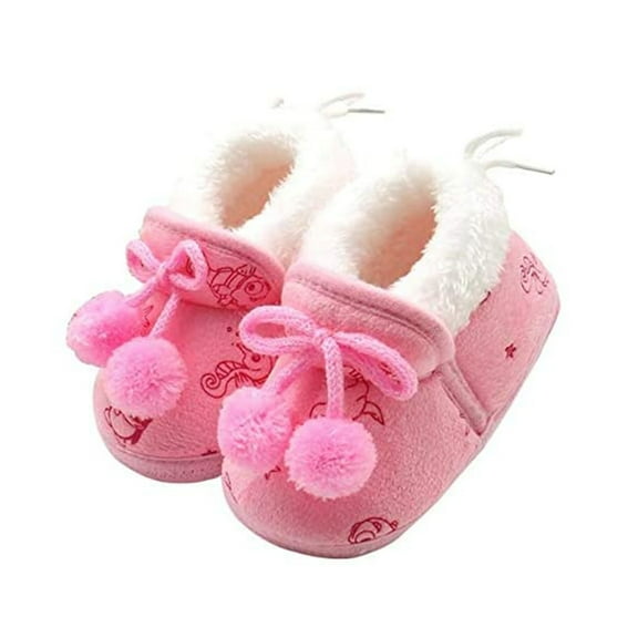 Joernso Autumn Winter 0-1 Year Old Baby Girls Puffer Ball Soft Sole Warm Toddler Shoes