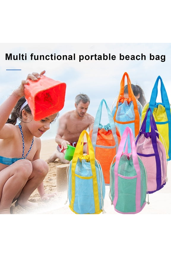 Beach Bag Hollow Mesh Drainage Large Capacity Drawstring Closure Quick Dry Portable Baby Toys Seashell Stoarge Handbag Shower Bag Travel Toiletry Bag