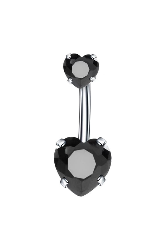 Belly Button Ring Eye-catching Corrosion Resistant Stainless Steel Heart Shaped Belly Navel Stud Piercing Jewelry for Girl