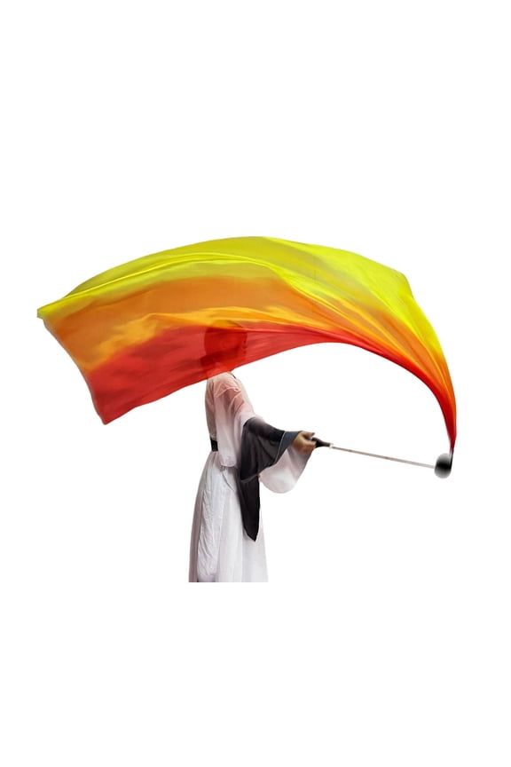 Belly Dance Veil Poi Faux Silk Scarf with Poi Ball Throwing Balls Scarf Poi Streamer Colorful Silky Flag Ribbon Streamer for Parties Dances Performances