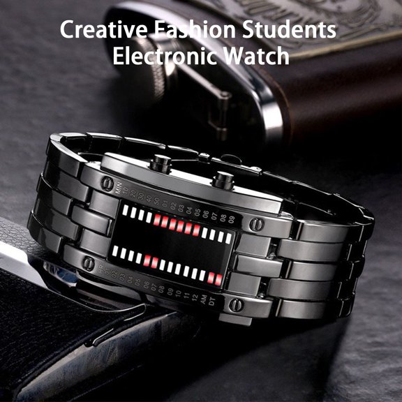 Joernso Binary Watch 30 Meters Waterproof LED Screen Adjustable Binary Comfortable to Wear Fashion Students Electronic Watch Daily Wear