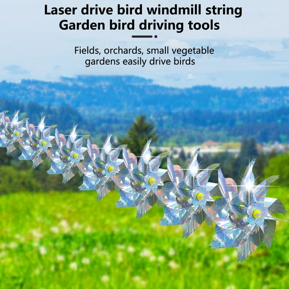 Joernso Bird Repellent Pinwheels The Breeze Turns Strong Reflection Lengthen Colorful Bird Repellent Windmill for Outdoor