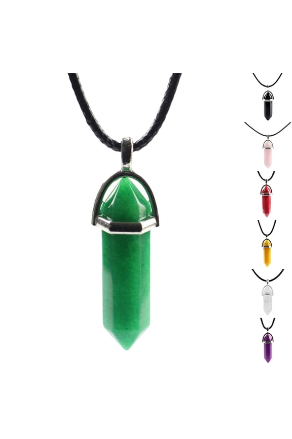 Black Rope Adjustable Exquisite Women Necklace Natural Hexagonal Stone Wire Wrapped Pendant Necklace Jewelry Accessories