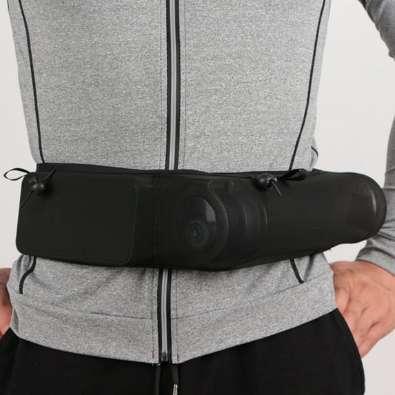 Joernso Black Waist Pack Large Capacity Lightweight Multi Pockets Elastic Mesh Fabric Waistbag for Running