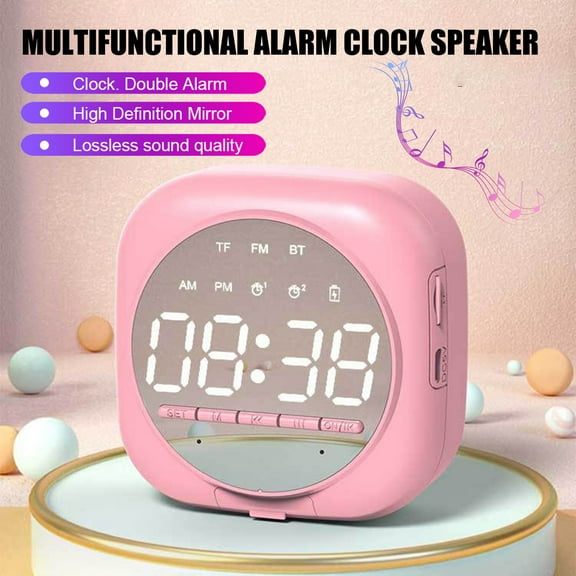 Joernso Bluetooth 5.0 2 In 1 Mini LED Screen Mirror Night Light Speakers Alarm Clock