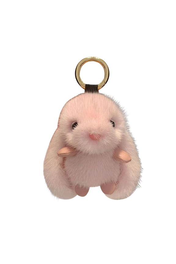 Bunny Shape Keychain Pendant Long Ear Plush Rabbit Doll Charm Car Key Holder Bag Backpack Decoration