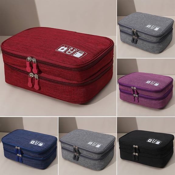Joernso Cable Storage Bag Double Layer Large Capacity Portable Electronics Gadget Travel Organizer for Home
