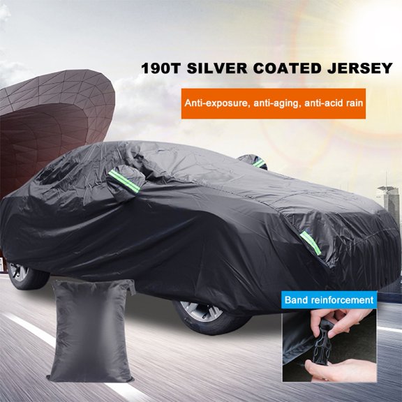 Joernso Car Cover Waterproof with Reflective Strip Ultra Thick Sunscreen Automotive Cover for Car