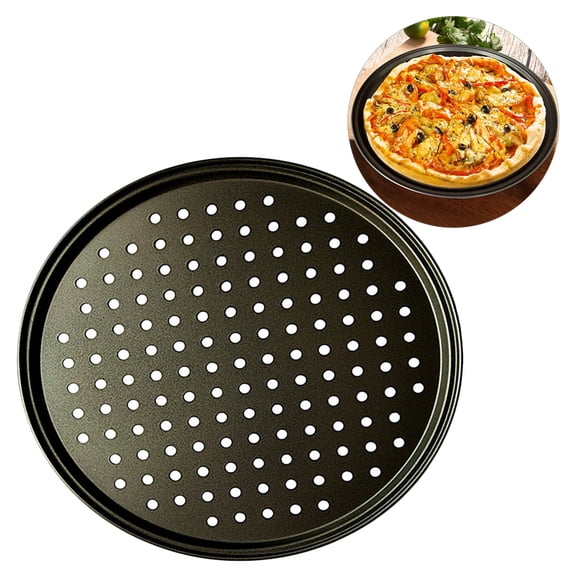 Joernso Carbon Steel Non-stick Pizza Baking Pan Mesh Tray Plate Bakeware Baking Tool