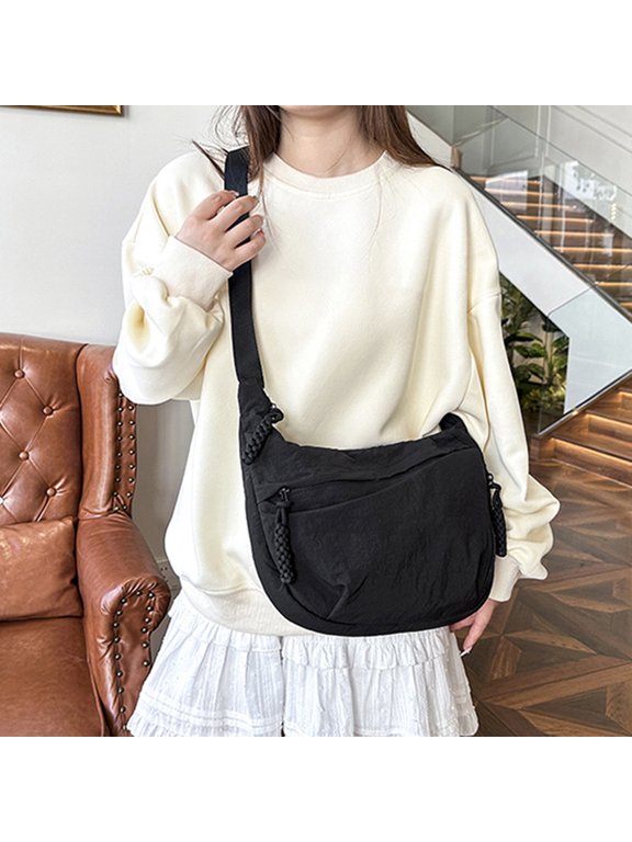 Casual Hobo Bag Dumpling Bag with Adjustable Strap Foldable Shoulder Bag with Multiple Pockets Large Capacity Crossbody Bag for Daily Use Travel Work