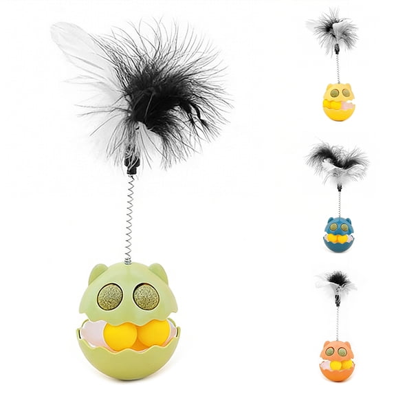 Joernso Cat Toys Balls with Feathers, Interactive Ball Track Toy for Indoor Cats and Playful Kittens, Kitten Ball Toys for Interactive Playing, Training and Hunting Exercise