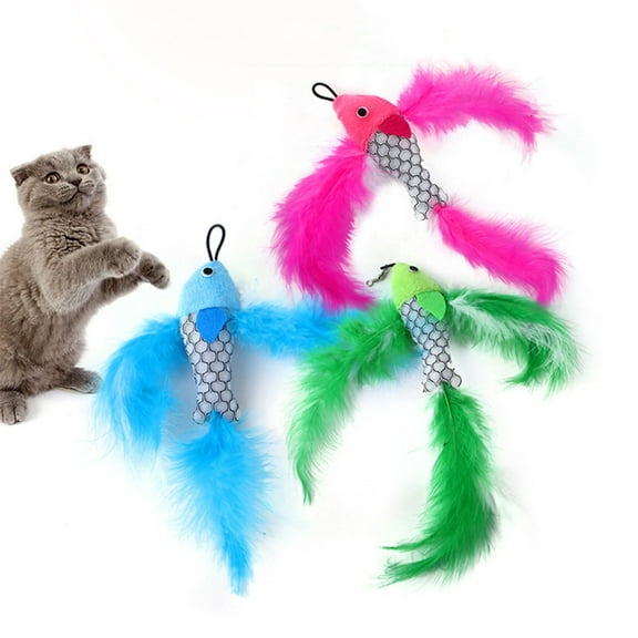 Joernso Cat Wand Toy Bionic Design Interactive Toy Plush Pet Cat Stick Toy Replacement for Kitten