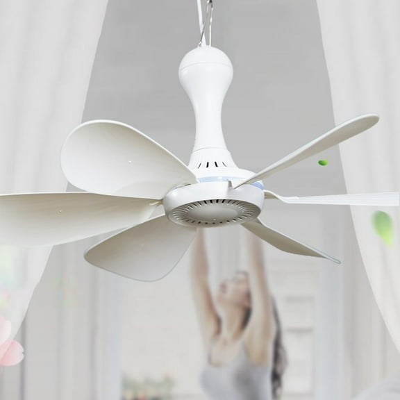 Joernso Ceiling Fan USB Powered 6 Soft Blades Quiet Mini Portable Lightweight Travel Camping Hanging Fan Home Supplies