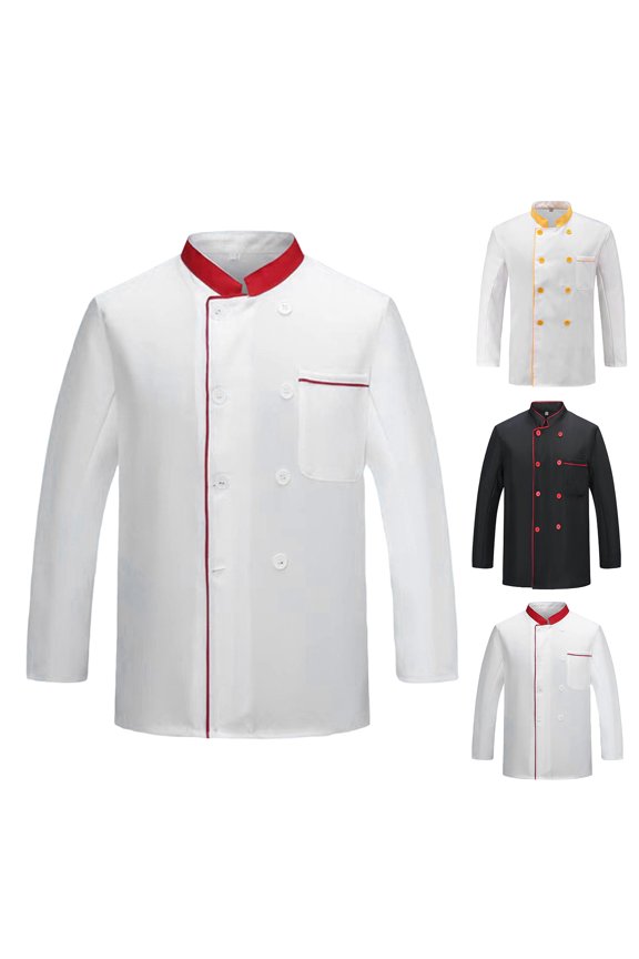 Chef Jacket Button Closure Front Pocket Long Sleeves Stand Collar Lint-free Cooking Clothes Catering Kitchen Chef Uniform Custom for Everyday Life