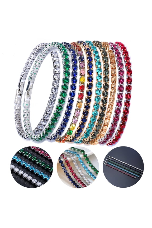 Chic Bracelet Rhinestone Delicate Exquisite Multicolor Sparkling Dress-up Ravishing Tennis Bracelet Women Wrist Jewelry for Female