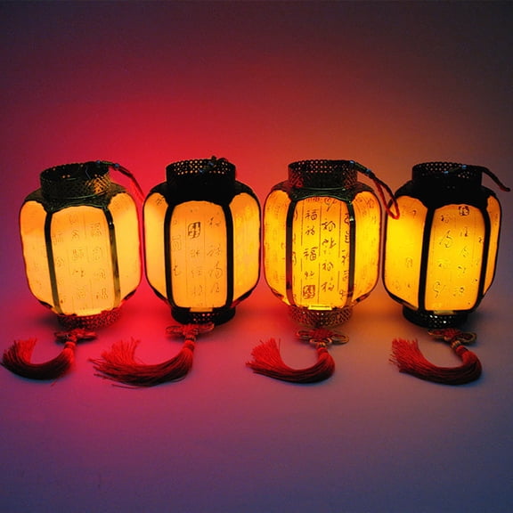 Joernso Chinese Lantern Luminous Decorative with Tassel Household Chinese New Year Portable Lantern for Children