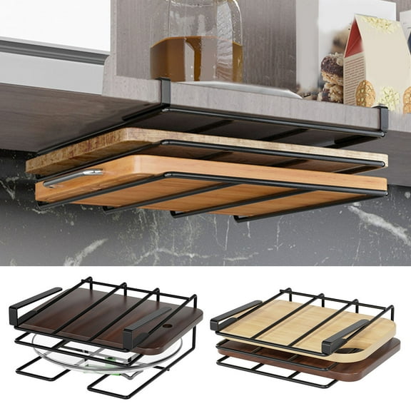 Joernso Chopping Board Rack Under-Cabinet Cutting Board Holder Strong Load-bearing Easy to Install Heavy-Duty Cutting Board Hanging Rack