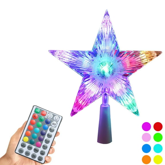 Joernso Christmas Star Tree Topper with Multiple Lighting Modes Remote Control USB Powered Plug-in 3D Star Tree Top Decoration