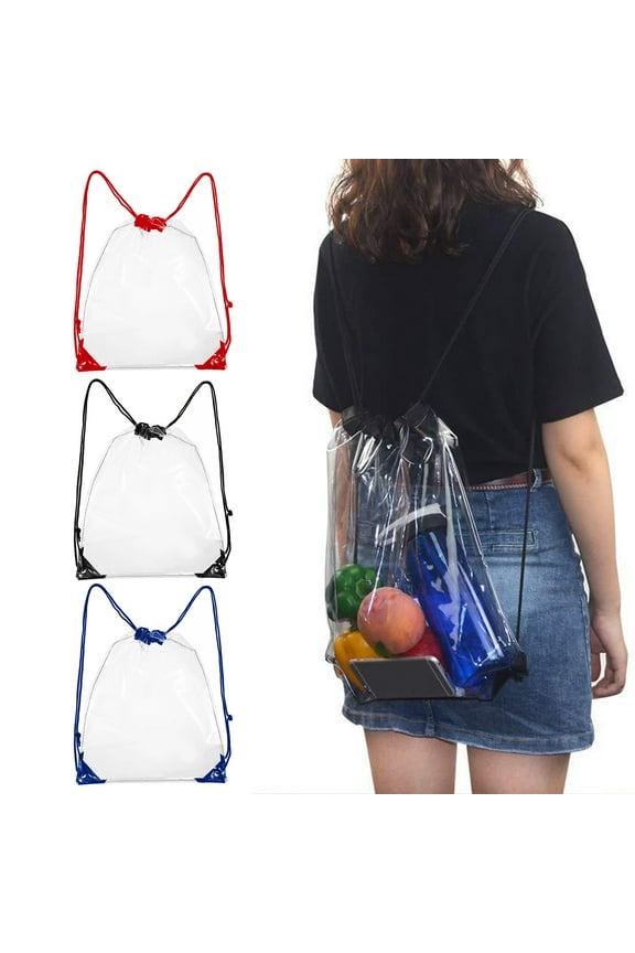 Clear Waterproof PVC Drawstring Bag Adjustable Large Capacity Stadium Travel Beach Storage Backpack Outdoor Supplies
