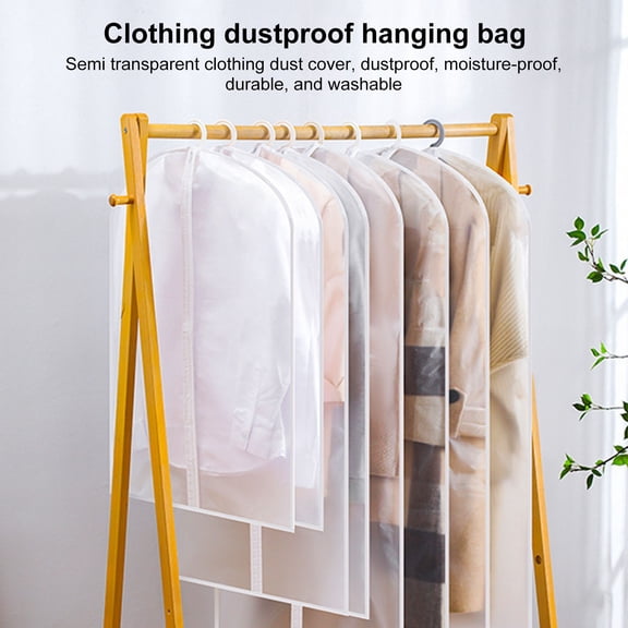 Joernso Clothing Dust Cover Transparent with Hanging Hook Zipper Closure Moisture-proof Dustproof Large Capacity Hat Scarf Coat Storage Bag Protector Bag