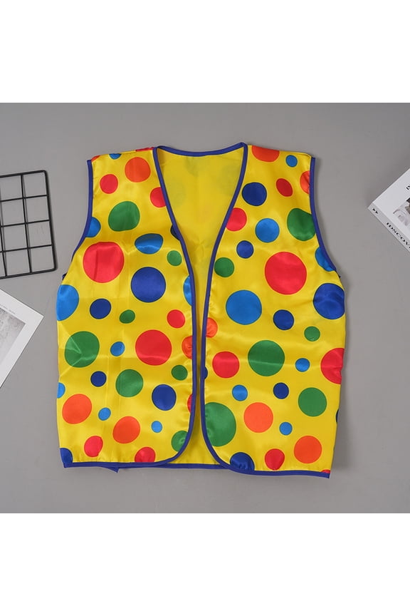 Clown Vest Coat Yellow Dot Print Design Sleeveless Waistcoat Festive Clown Vest Halloween Party Performance Prop
