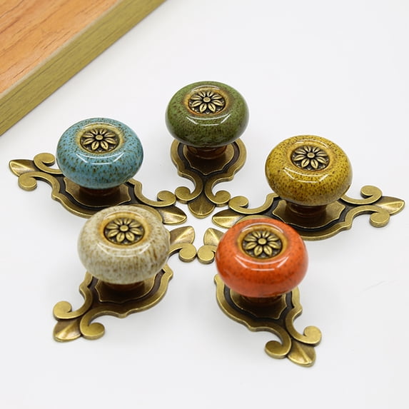 Joernso Compact Cabinet Knobs Polished Copper Vintage Colored Glaze Drawer Pulls for Home