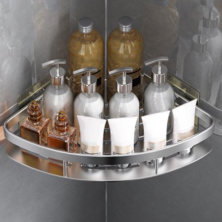 Joernso Corner Shower Caddy Self-Adhesive Shower Shelves No Drilling Bathroom Organizer Storage Rack for for Bathtub Shampoo Accessories