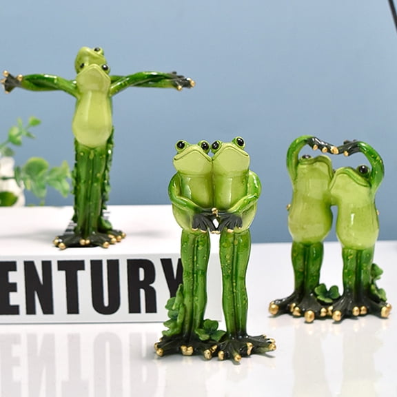 Joernso Couple Frog Figurine Resin Baseball Tennis Frog Figure Toy Model Statue Sculpture Desktop Decoration Ornament Festival Gift