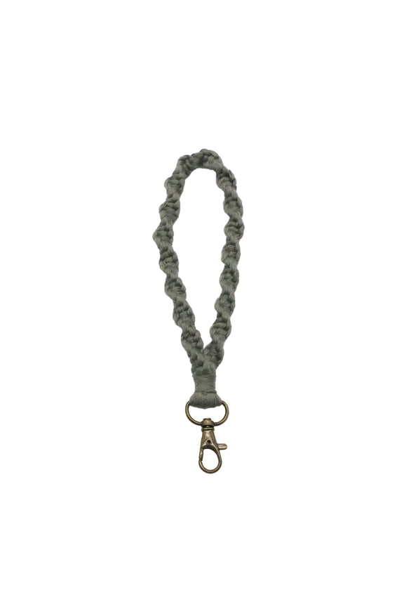 Crochet Keychain Lanyard with Hanging Buckle Handmade Hand Wrist Strap Solid Color Car Key Ring Holder Knitting Wristlet Wristband Rope
