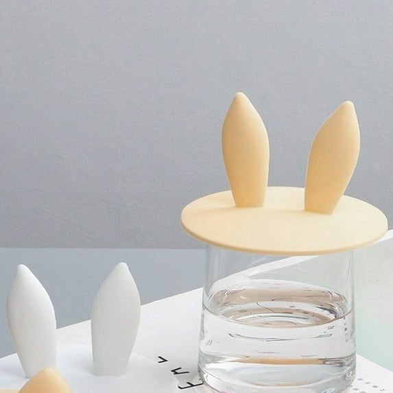 Joernso Cup Cover Bright Color Bunny Ears Shape Cute Cold Beverage Cup Lid for Drink