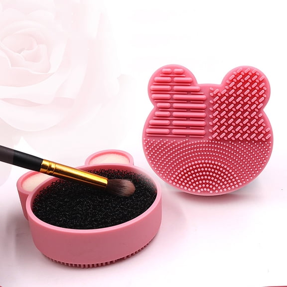 Joernso Cute Bear Shape Makeup Brush Cleaning Box Eye Shadow Blush Powder Sponge Dry Tool