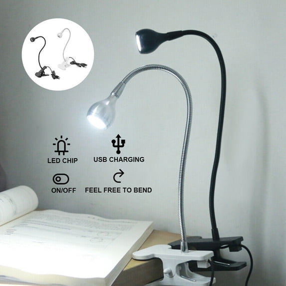 Joernso Desk Light Eye Protection Height Adjustable USB Powered Non-slip Table Clip Lamp for Bedroom