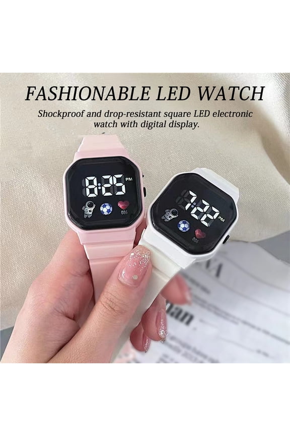 Digital LED Sports Watch Shockproof Square Design Large Screen Adjustable Strap Comfortable to Wear Accurate Time Watch