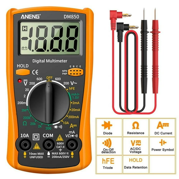 Joernso Digital Multimeter Electric High Precision Lightweight LCD Volt Tester for Automotive