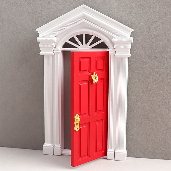 Joernso Dollhouse Door Cute Decorative 6 Grids 1/12 Miniature Wooden Fairy Door Accessories Scene Prop