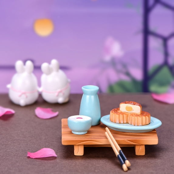 Joernso Dollhouse Miniature Mid-Autumn Festival Moon Cake Kitchenware Lotus Mini Decor