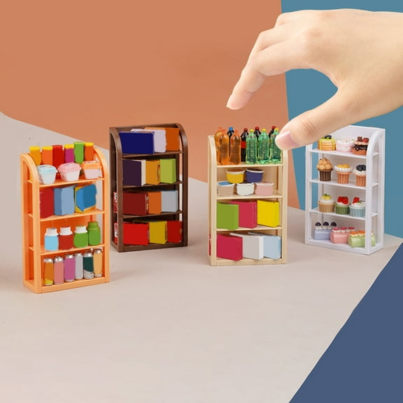 Joernso Dollhouse Shelf Realistic Three-dimensional Miniature Supermarket Display Rack for Dollhouse Decoration