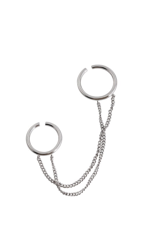 Double Finger Chain Ring Stackable Adjustable Unisex Two Layers Chain Opening Ring Jewelry Gifts