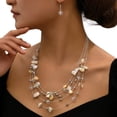 thumbnail image 1 of Joernso Earring Necklace Set Bohemian Style Multi Layers Asymmetric Electroplated Stone Faux Crystal Polished Smooth Hook Earring Necklace Jewelry Set, 1 of 8