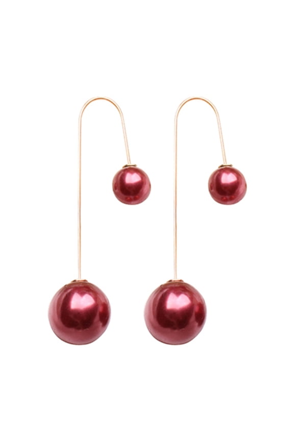 Earrings U-Shaped Double Sided Faux Pearl Gold Plated Ear Dangle Jewelry for Women