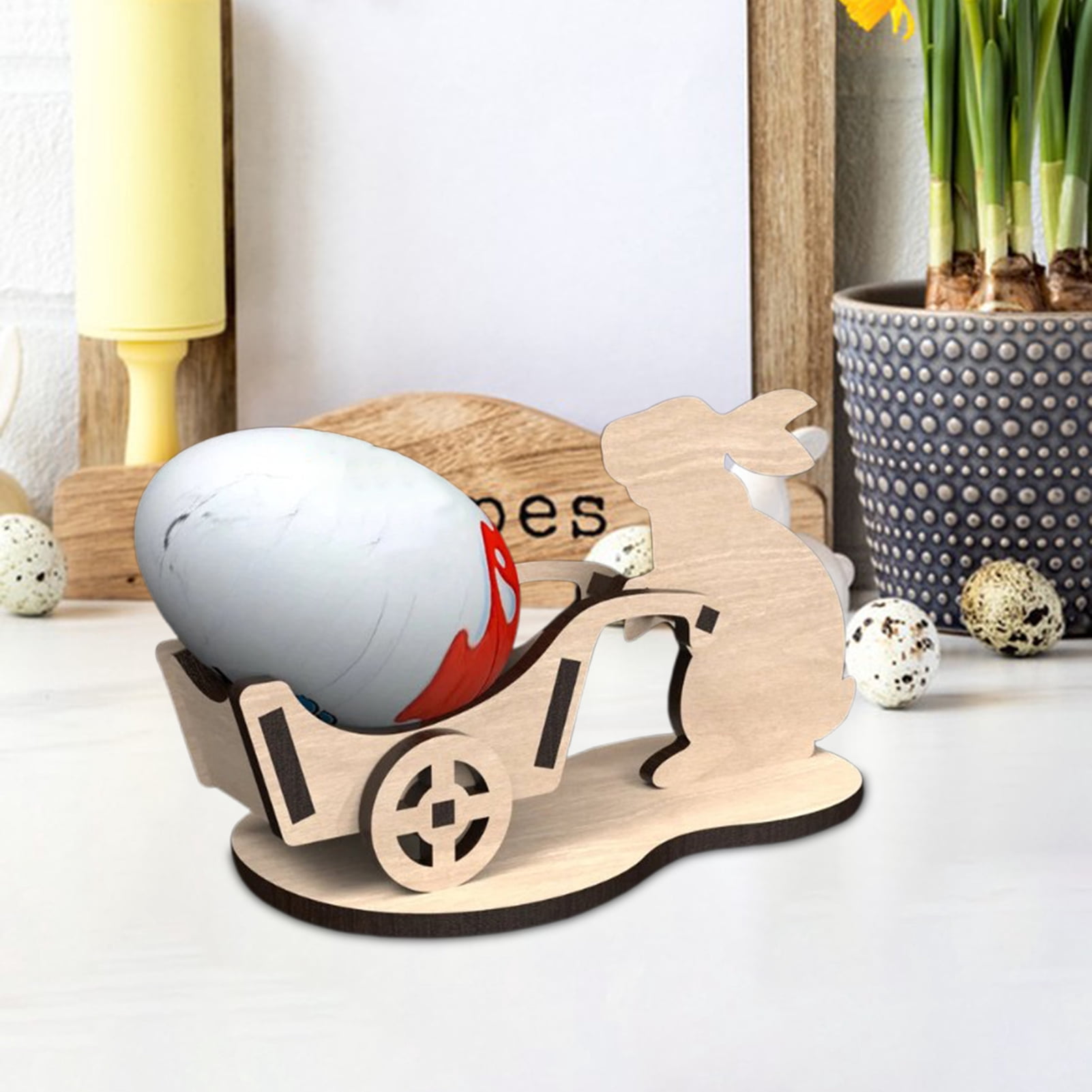 Egg Rack Rustic Joernso Easter Egg Holder Farmhouse Rustic Wooden Bunny Cart Egg ...