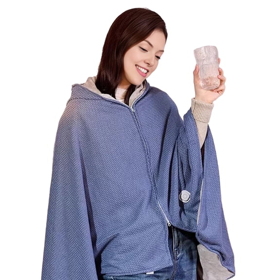 Joernso Electric Blanket USB-Powered Hooded Zipper Closure Solid Color Heated Shawl Wraps Winter Warm Quick Heating Blanket