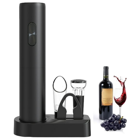 Joernso Electric Wine Opener 5-in-1 Corkscrew Dispenser Foil Cutter Stopper Storage Base Rechargeable Bottle Opener for Kitchen Parties