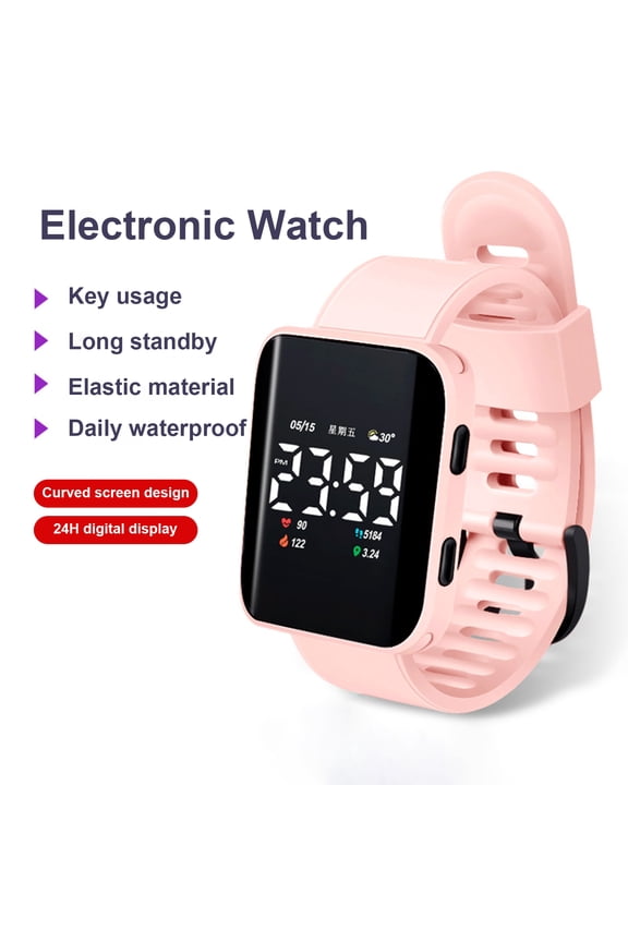 Electronic Watch LED Luminous Life Waterproof Square Dial Sports Digital Wrist Watch for Student