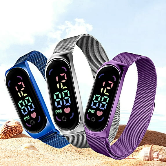 Joernso Electronic Watch Magnetic Multifunctional Adjustable LED Screen Waterproof Rectangular Dial Student Watch Daily Wear